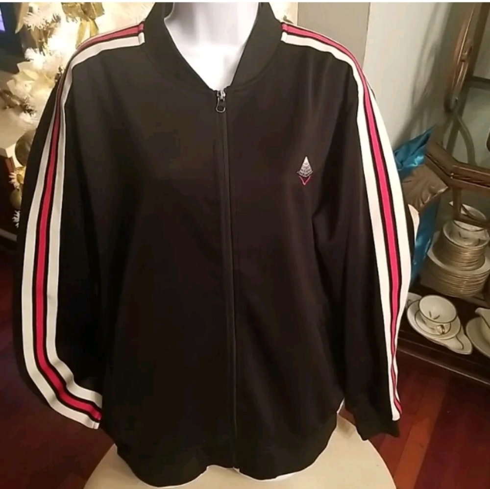 Mens Black Pyramid Striped Track Jacket Sz. M Chris Brown